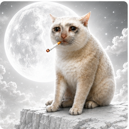 SmokeV2 cat on the moon